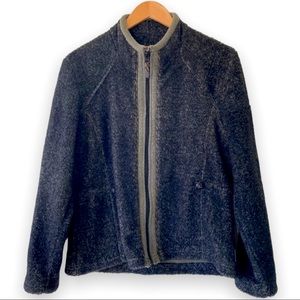 Woolrich Womens Small Jacket Sherpa Fleece Zip Front Gray Outdoor Casual Work